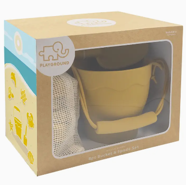 SILICONE 8pc BUCKET & SPADE SET -SUNSHINE