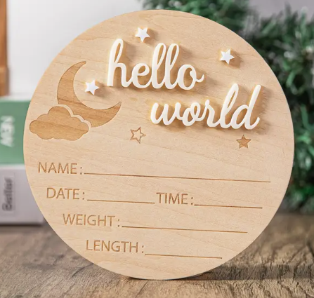 HELLO WORLD ANNOUNCEMENT PLAQUE - NUDE