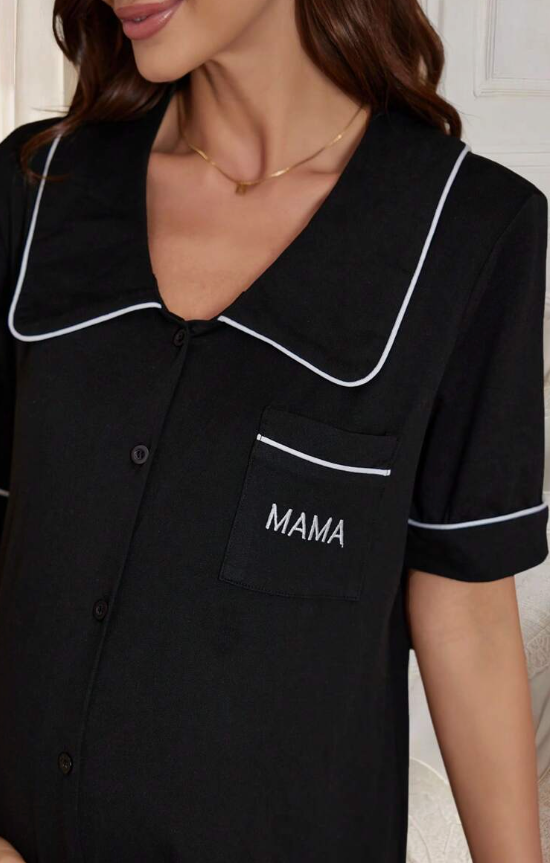 MATERNITY/BREASTFEEDING BUTTON UP GOWN SHORT SLEEVE