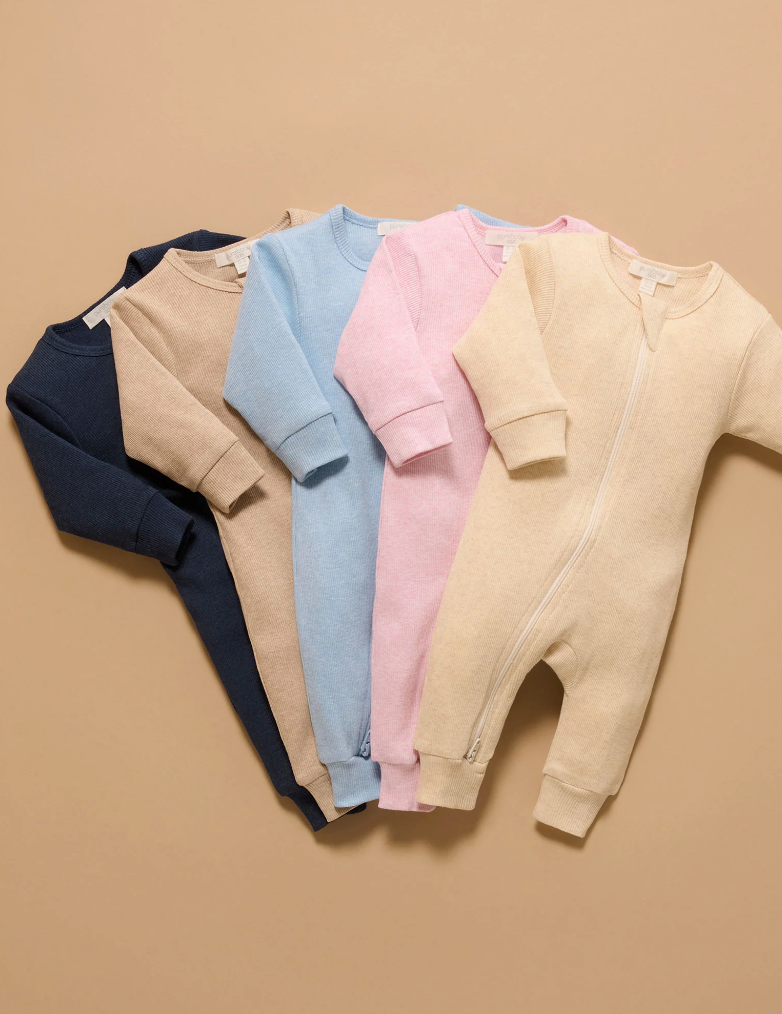PUREBABY - RIBBED ZIP GROWSUIT