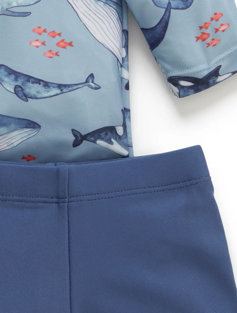 PUREBABY - BLUE WHALE POD LONG SLEEVE RASHIE SET