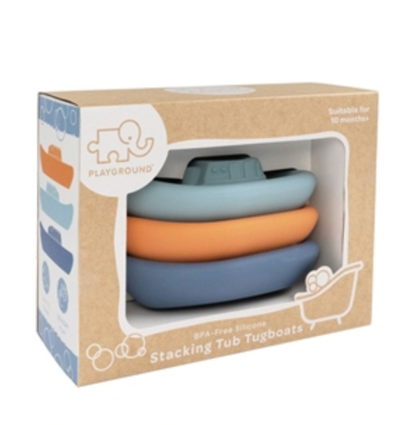 PLAYGROUND 3pk SILICONE STACKING TUB TUGBOATS