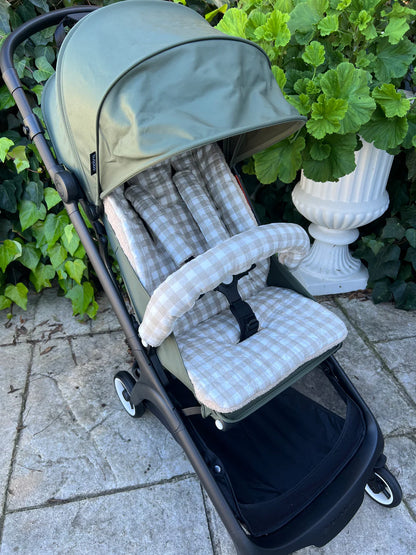 COMFY & CO DOUBLE SIDED GINGHAM & BOUCLE PRAM LINER