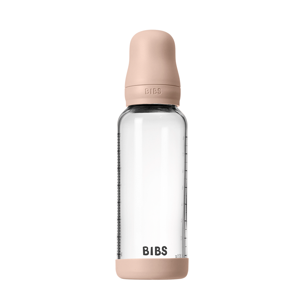 BIBS GLASS BOTTLE SET 240ML- BLUSH