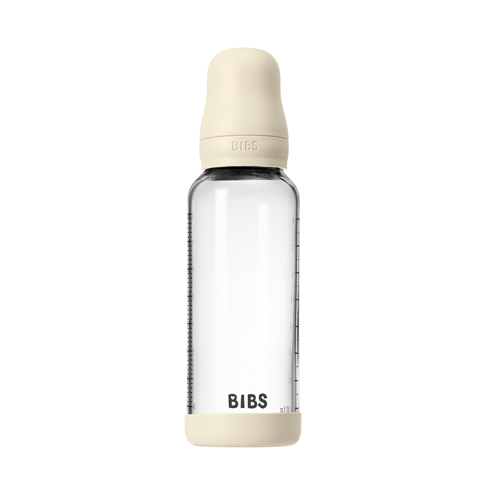 BIBS GLASS BOTTLE SET 240ML- IVORY