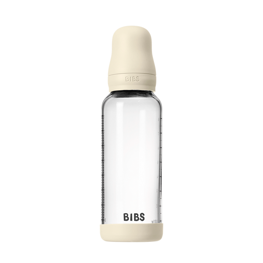 BIBS GLASS BOTTLE SET 240ML- IVORY