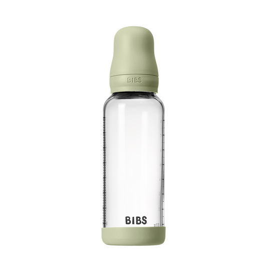 BIBS GLASS BOTTLE SET 240ML- SAGE