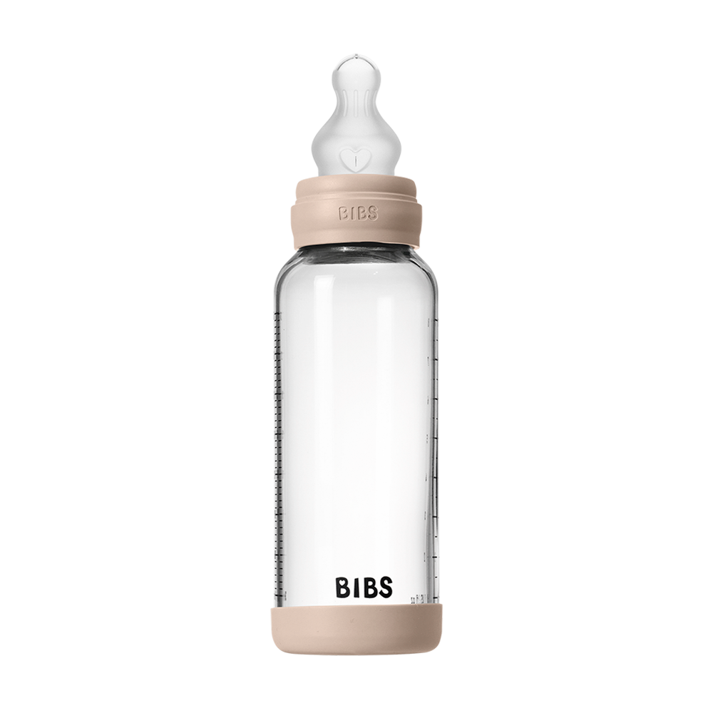 BIBS GLASS BOTTLE SET 240ML- BLUSH