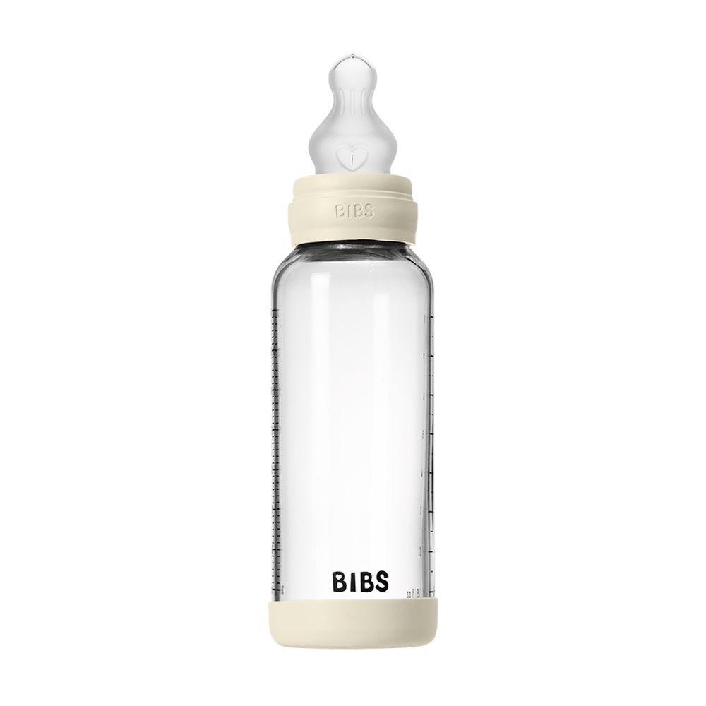 BIBS GLASS BOTTLE SET 240ML- IVORY