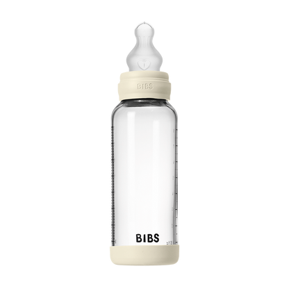 BIBS GLASS BOTTLE SET 240ML- IVORY