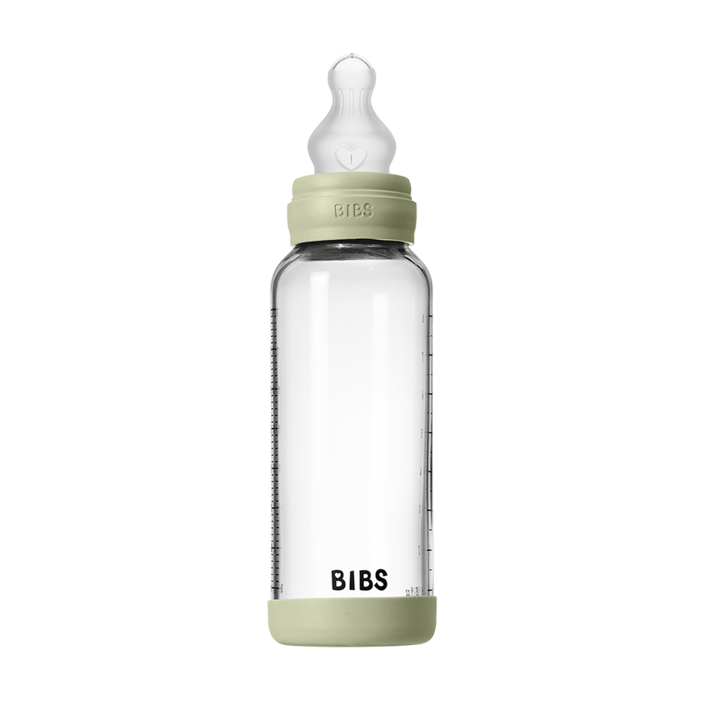 BIBS GLASS BOTTLE SET 240ML- SAGE