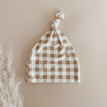 BLOSSOM & PEAR CARAMEL GINGHAM  BEANIE