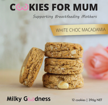 MILKY GOODNESS WHITE CHOCOLATE CHIP  & MACADAMIA LACTATION COOKIES