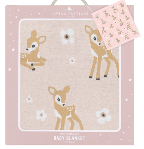 LIVING TEXTILES - WHIMSICAL BLUSH FAWN BLANKET