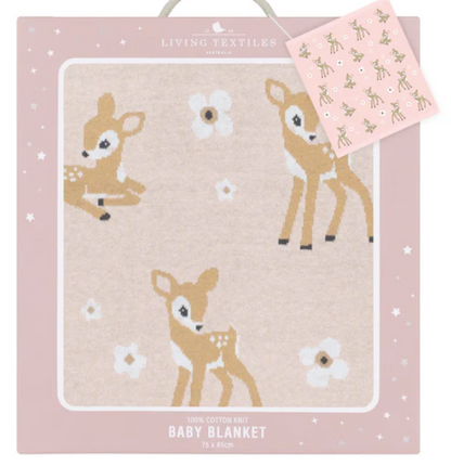 LIVING TEXTILES - WHIMSICAL BLUSH FAWN BLANKET