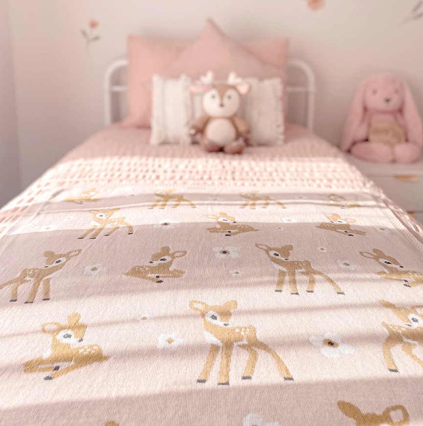 LIVING TEXTILES - WHIMSICAL BLUSH FAWN BLANKET