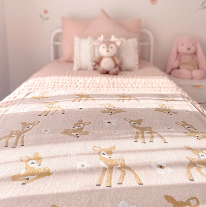 LIVING TEXTILES - WHIMSICAL BLUSH FAWN BLANKET