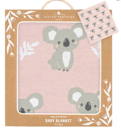 LIVING TEXTILES - WHIMSICAL KOALA/BLUSH BLANKET