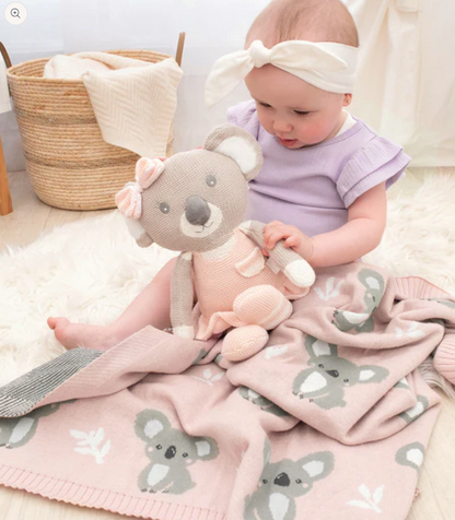LIVING TEXTILES - WHIMSICAL KOALA/BLUSH BLANKET