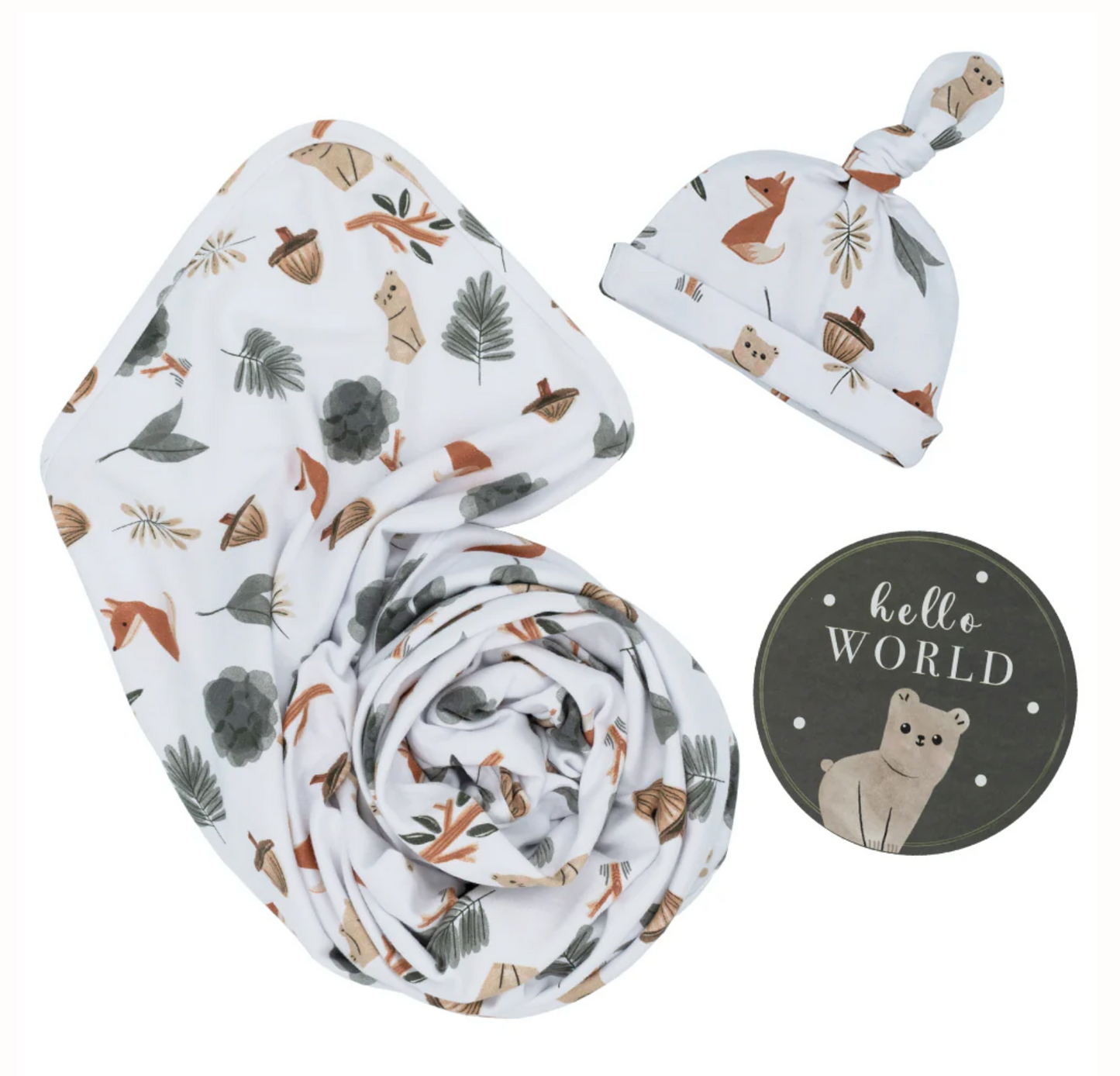 LIVING TEXTILES - HELLO WORLD NEWBORN GIFT SET - FOREST RETREAT