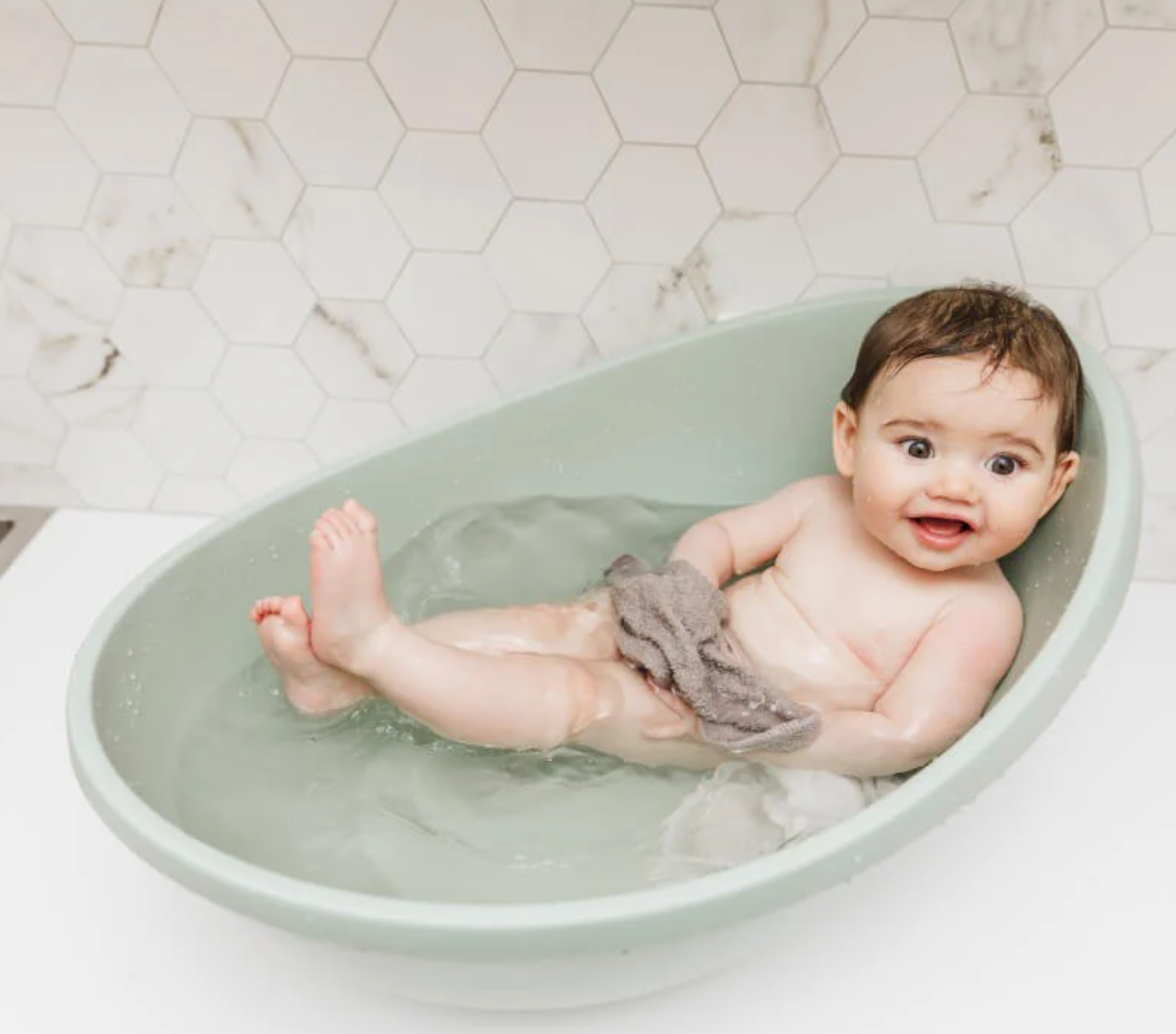 BUBBLE BABY BATH WITH BATH SEAT - SAGE