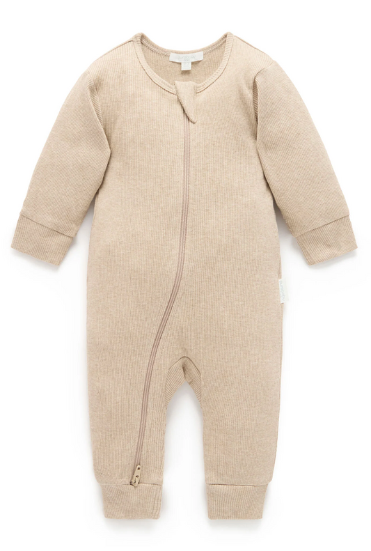 PUREBABY - RIBBED ZIP GROWSUIT