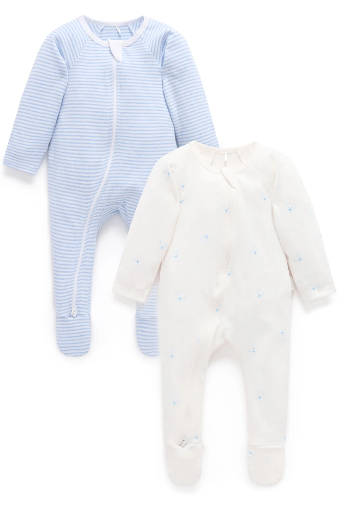 PUREBABY - BEAR 2 PACK - ZIPPED GROWSUIT