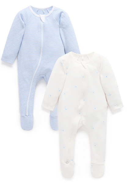 PUREBABY - BEAR 2 PACK - ZIPPED GROWSUIT