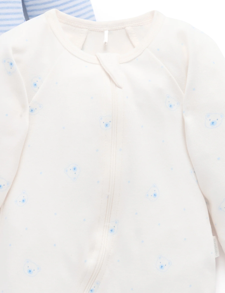 PUREBABY - BEAR 2 PACK - ZIPPED GROWSUIT