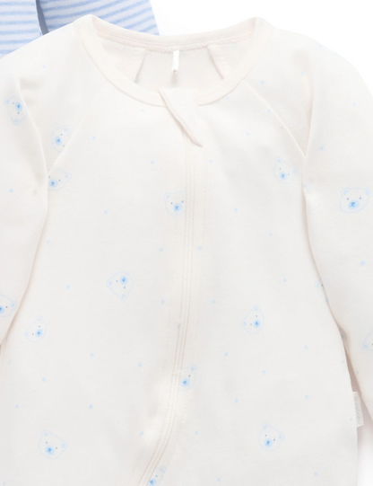 PUREBABY - BEAR 2 PACK - ZIPPED GROWSUIT