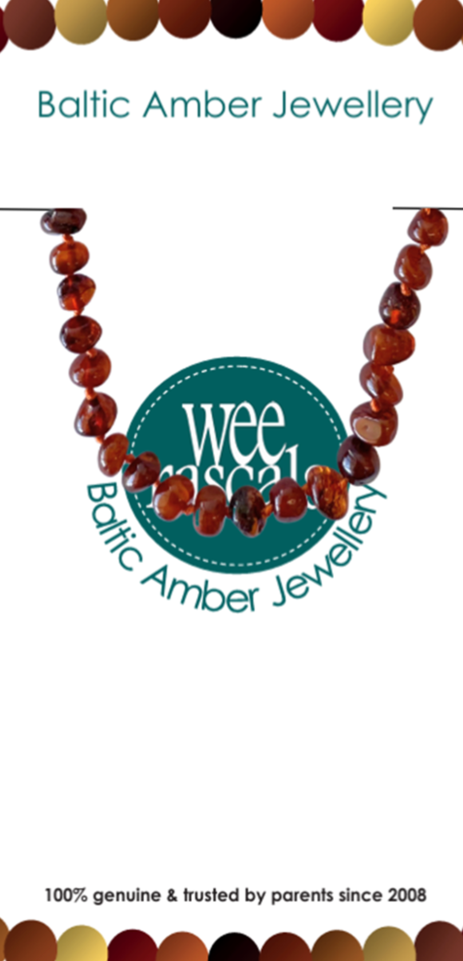 WEE RASCALS AMBER BEADS - ANKLET COGNAC