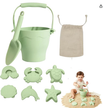 8pc SILICONE BUCKET & SPACE SET LIGHT SAGE