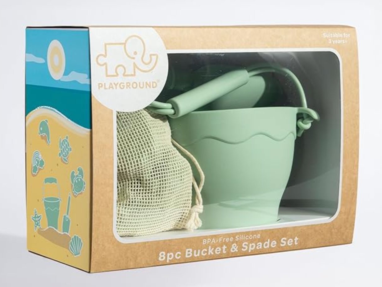 8pc SILICONE BUCKET & SPACE SET LIGHT SAGE