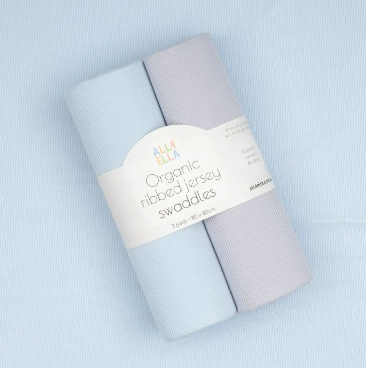 ALL4ELLA - RIBBED JERSEY SWADDLE 2PK - BLUE & GREY