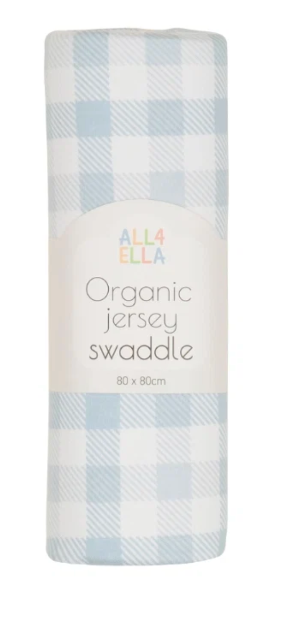 ALL4ELLA - JERSEY SWADDLE - GINGHAM BLUE