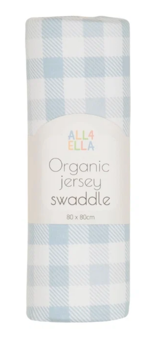 ALL4ELLA - JERSEY SWADDLE - GINGHAM BLUE