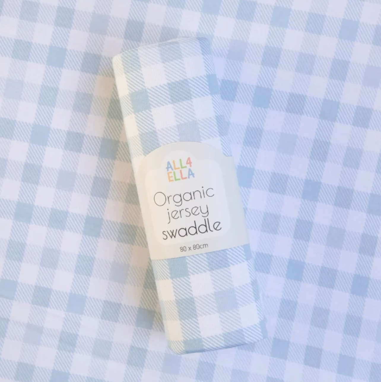 ALL4ELLA - JERSEY SWADDLE - GINGHAM BLUE