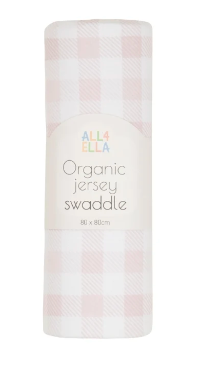 ALL4ELLA - JERSEY SWADDLE - GINGHAM PINK
