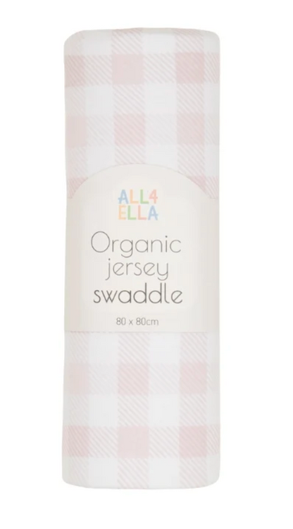 ALL4ELLA - JERSEY SWADDLE - GINGHAM PINK