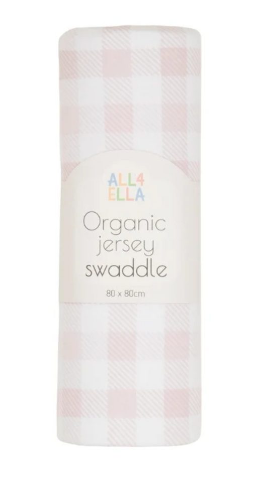 ALL4ELLA - JERSEY SWADDLE - GINGHAM PINK