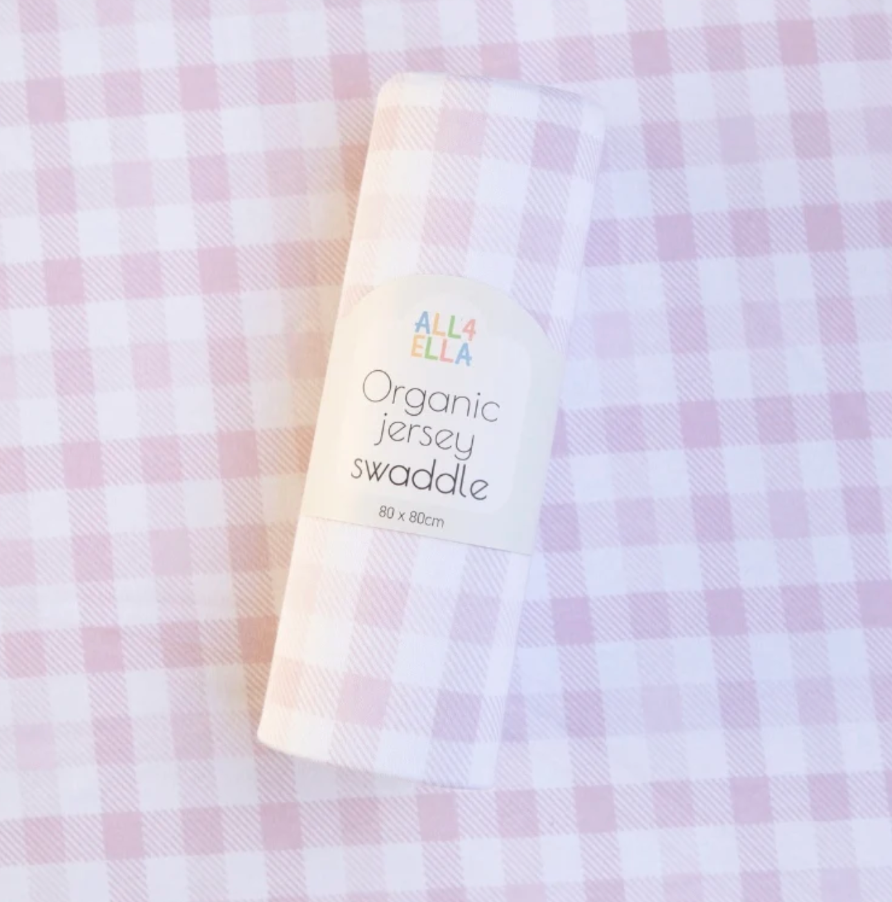 ALL4ELLA - JERSEY SWADDLE - GINGHAM PINK