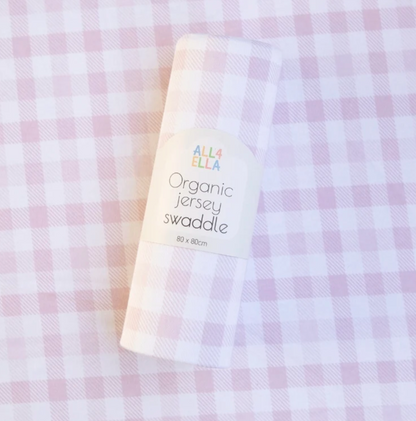 ALL4ELLA - JERSEY SWADDLE - GINGHAM PINK