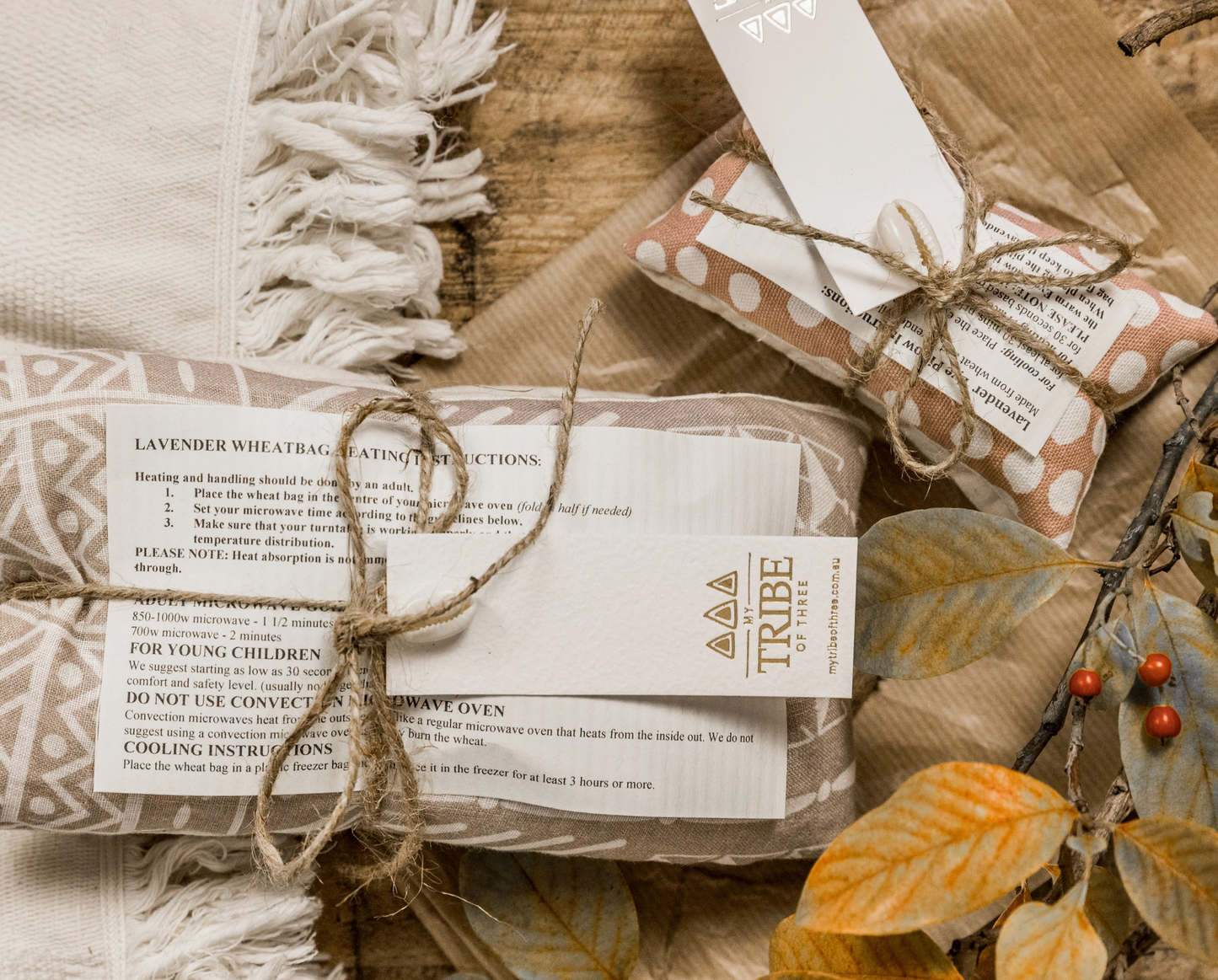 MY TRIBE OF THREE - LAVENDER HOT/COLD WHEAT PACK - TRIBAL SANDS