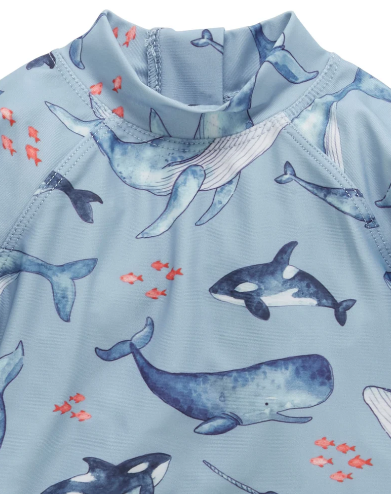 PUREBABY - BLUE WHALE POD LONG SLEEVE RASHIE SET