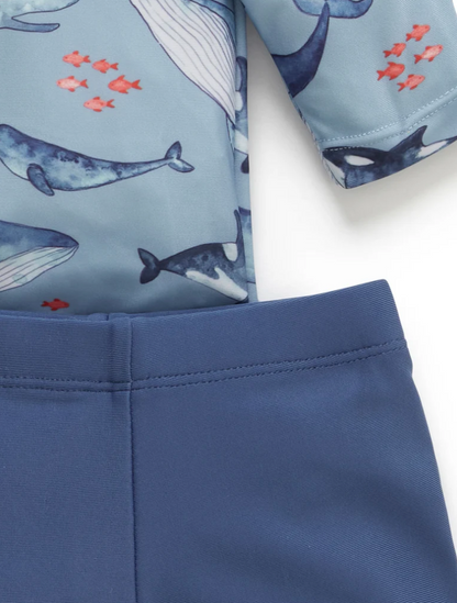 PUREBABY - BLUE WHALE POD LONG SLEEVE RASHIE SET