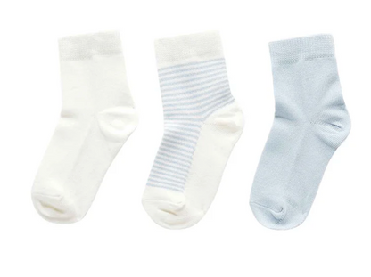 PUREBABY - PALE BLUE 3 PACK SOCKS 0-3 MONTHS