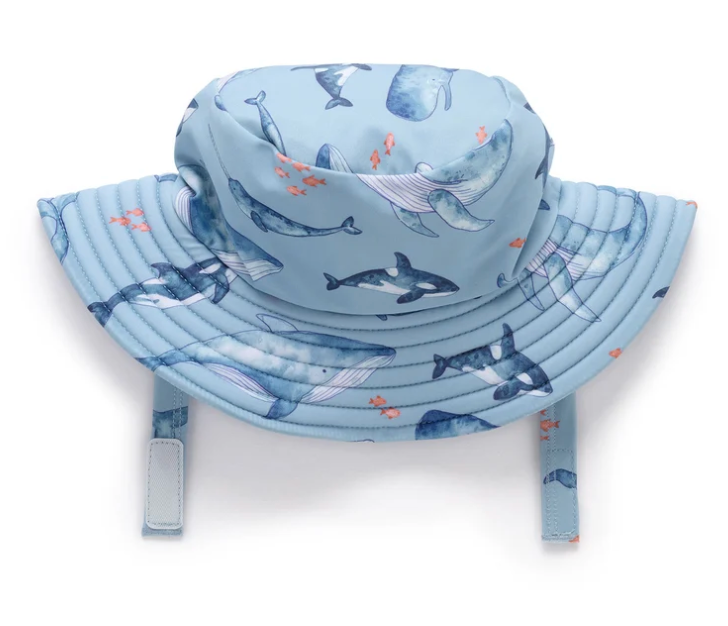 PUREBABY - BLUE WHALE POD BROAD BRIM SWIM HAT