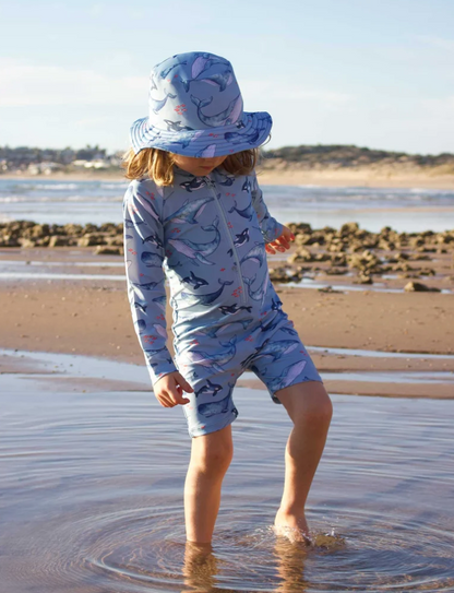 PUREBABY - BLUE WHALE POD BROAD BRIM SWIM HAT