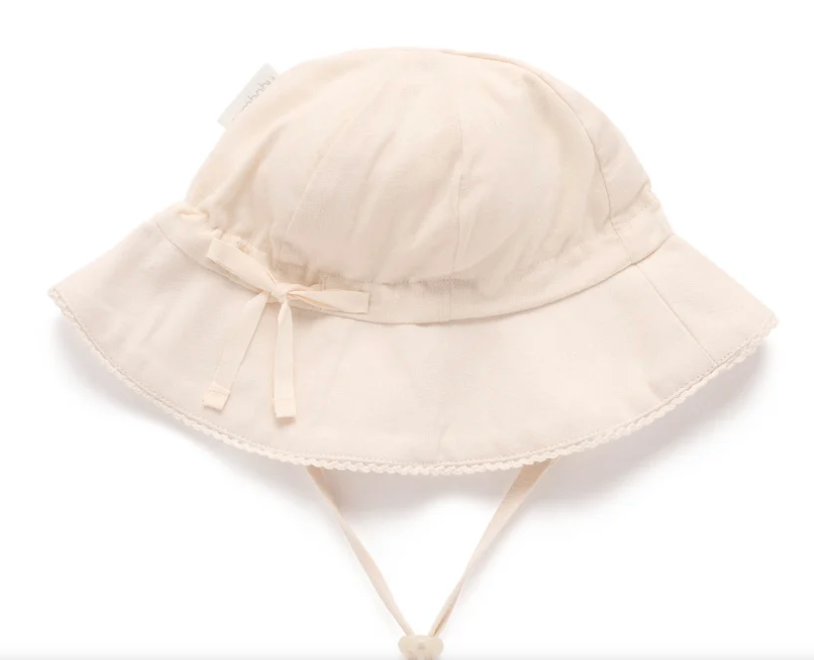 PUREBABY - WHITE LINEN BLEND SUNHAT