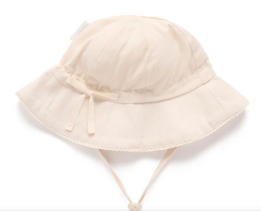 PUREBABY - WHITE LINEN BLEND SUNHAT
